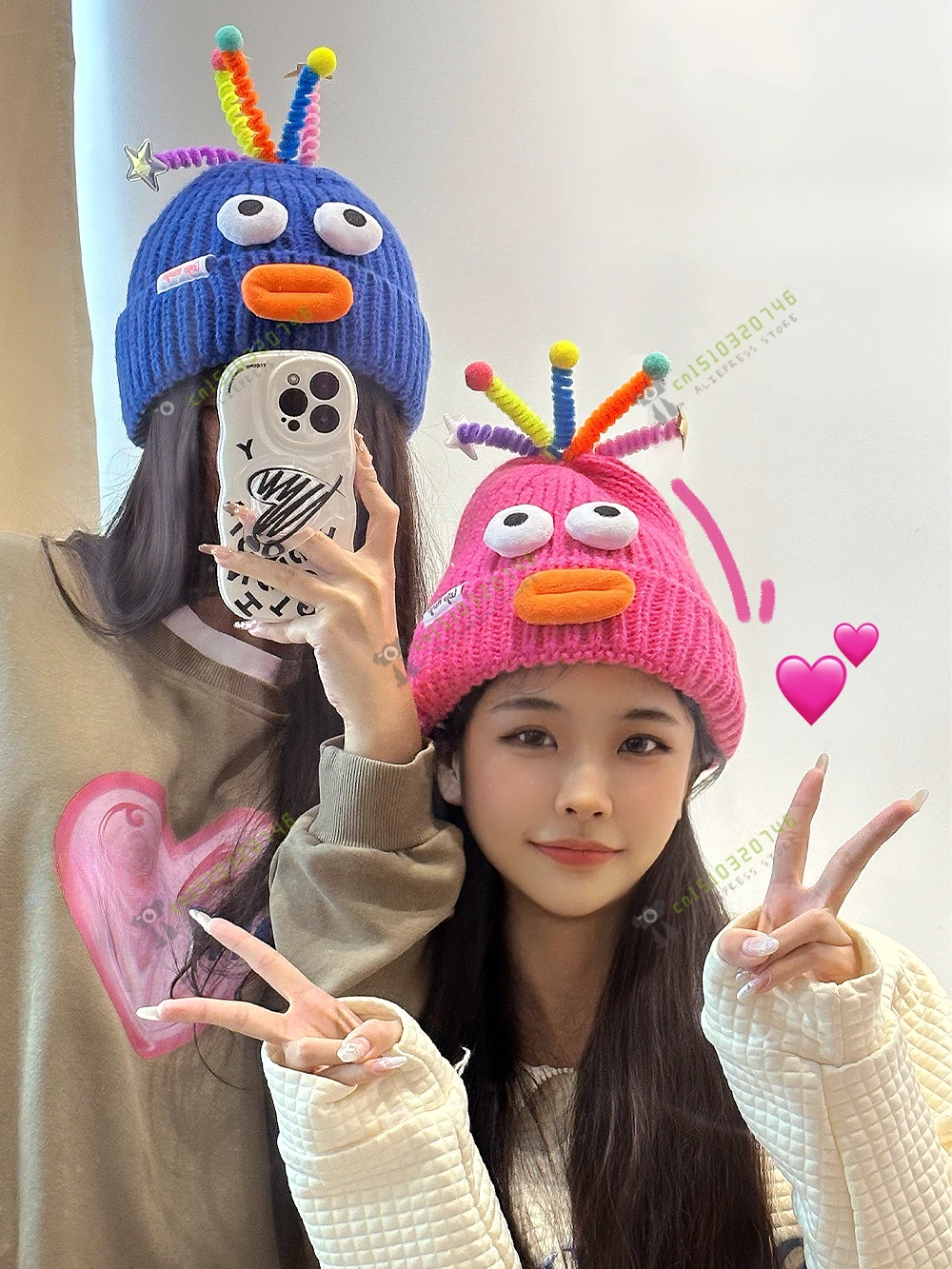 

Little Monster Warm Woolen Hat Cute Plush Funny Girl Autumn and Winter Strange Children Thickened Knitted Hat Cute