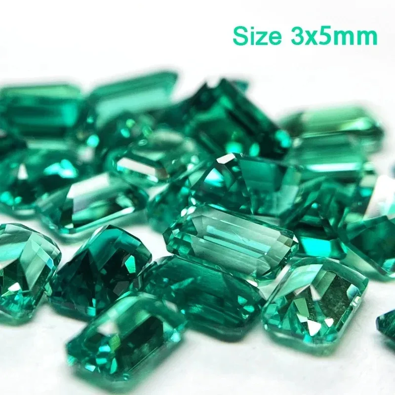 Lab Grown Emerald Cut Columbia Emeralds Hydrothermal Hand Cutting  Advanced Jewelry Making Materials 0.35ct  AGL Certificate