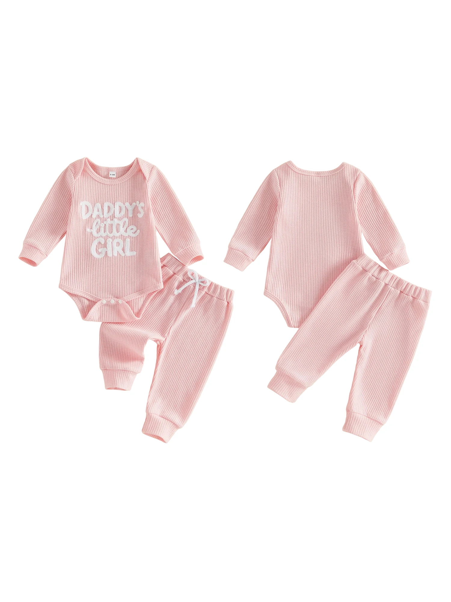 Jogger Pants Fall Outfit Waffle Infant-Girls-Fall Crew Neck Romper Jogger Romper Jogger Pants Fall Romper Professional