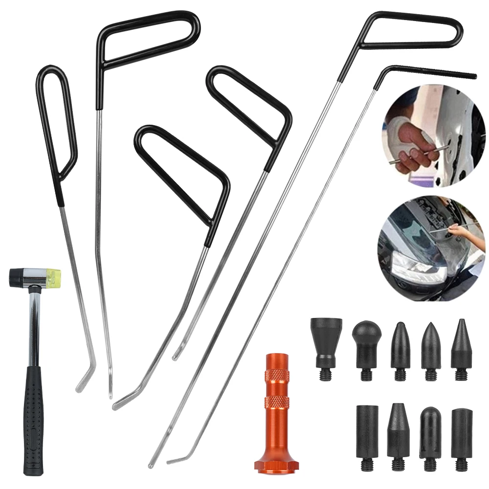 

Car Dent Puller Rod Hooks Hammer Door Dent Ding Hail Fix Removal Repair Tools Auto Maintenance Set Automotive Accessories