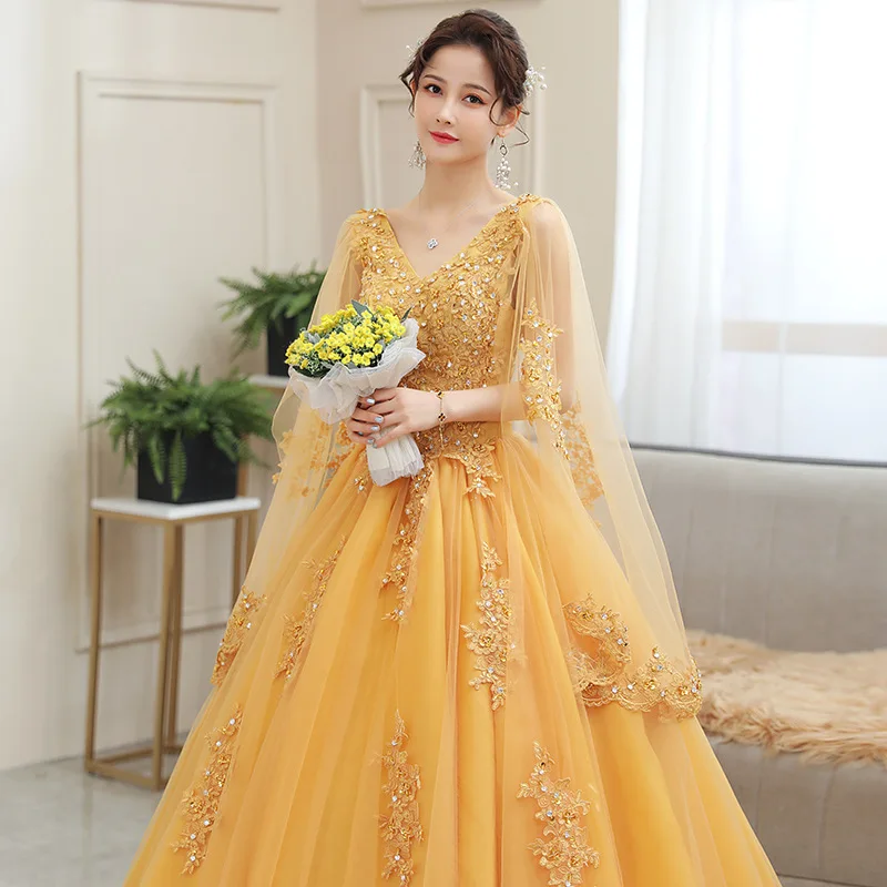Wedding Dress Embroidery Long Puffy Dress Host Performance Graduation Dress Birthday Party Bride Bridesmaid Dress Prom Dresses