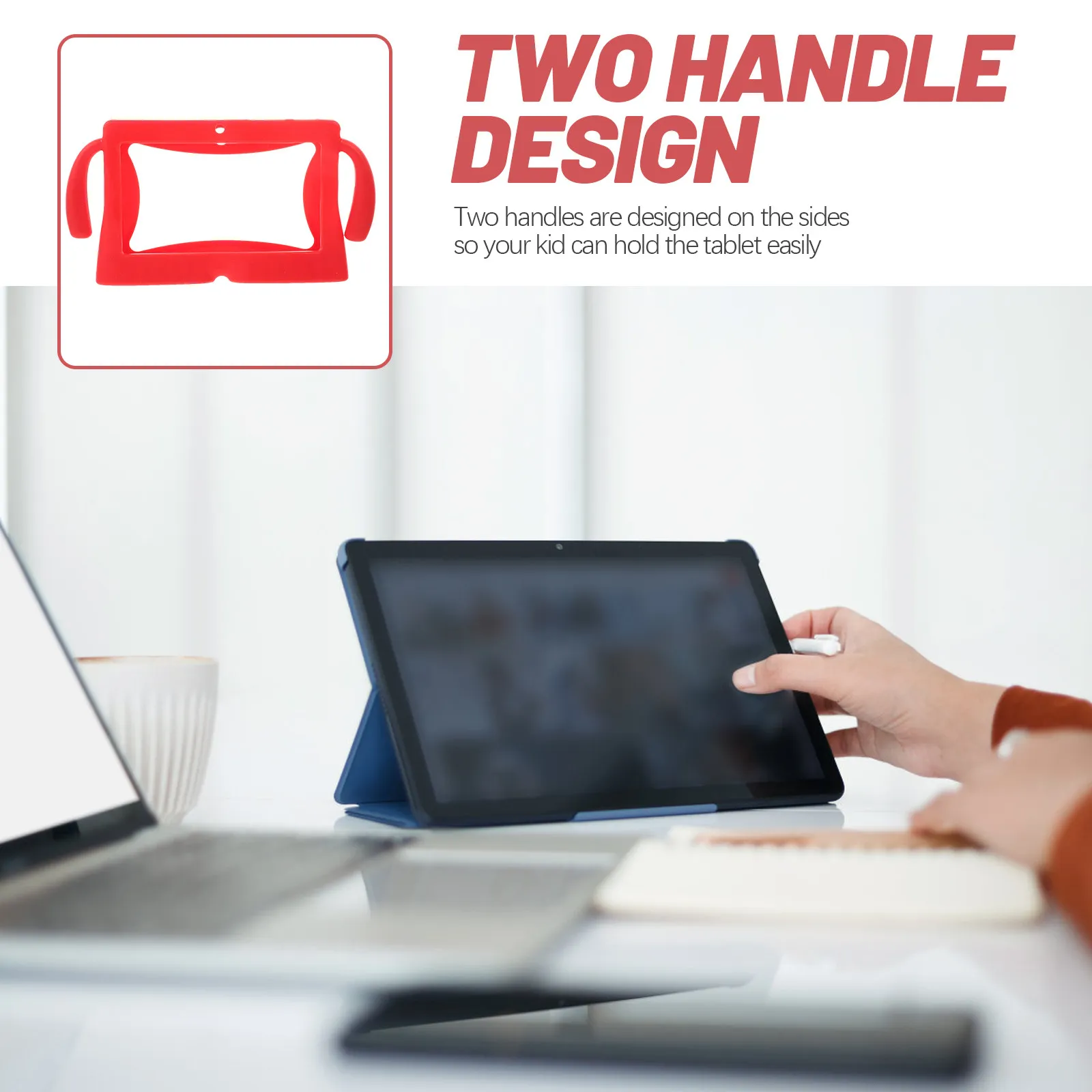 Heavy Duty Red Silicone Tablet Cover Protective Case Handle Easy Install Dirt Scratch Proof Secure Fit for 7 Inch Q