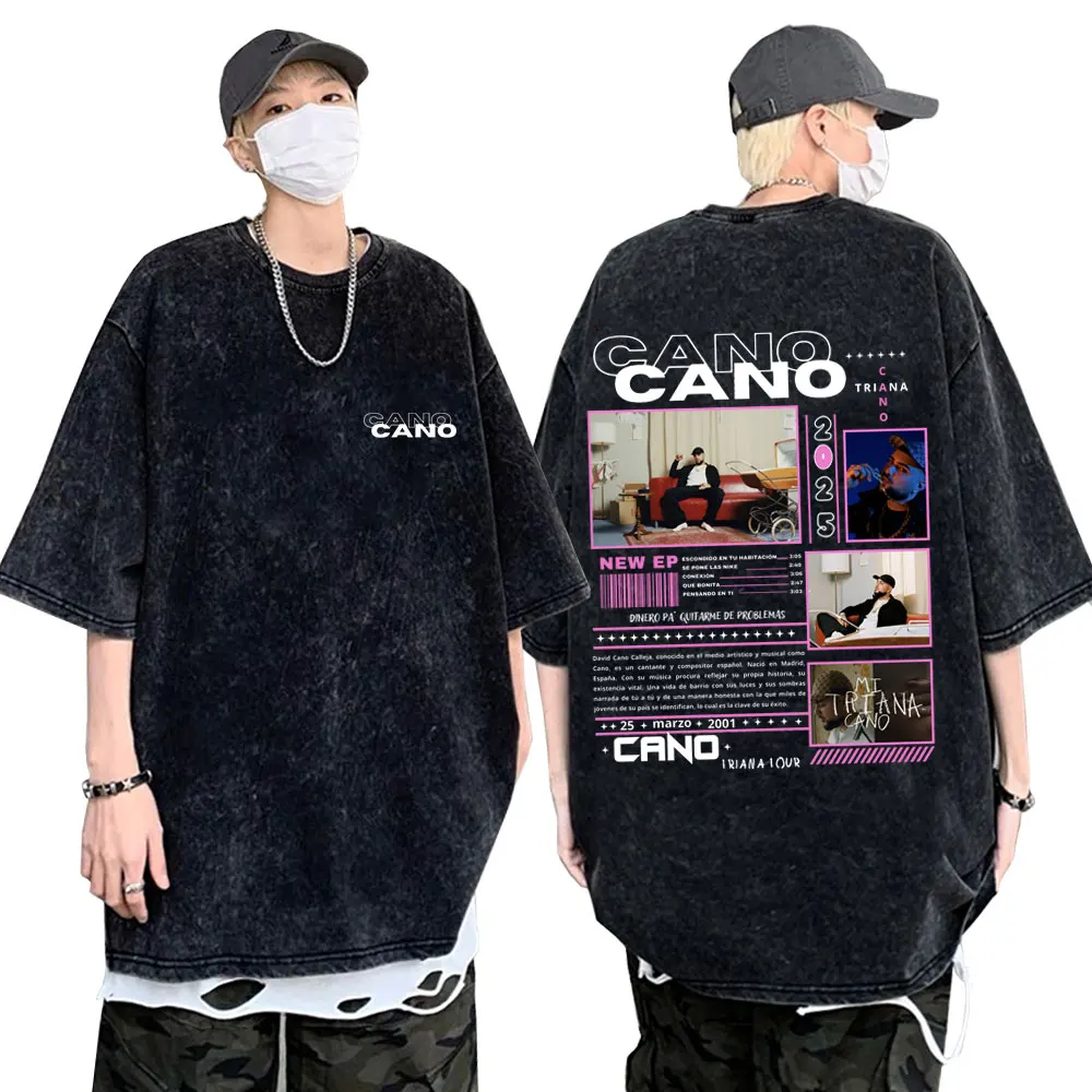 

Vintage Washed Rapper Cano Triana Tour 2025 T-shirt Men Women Hip Hop Oversized Streetwear Unisex Fashion Casual Cotton T Shirts