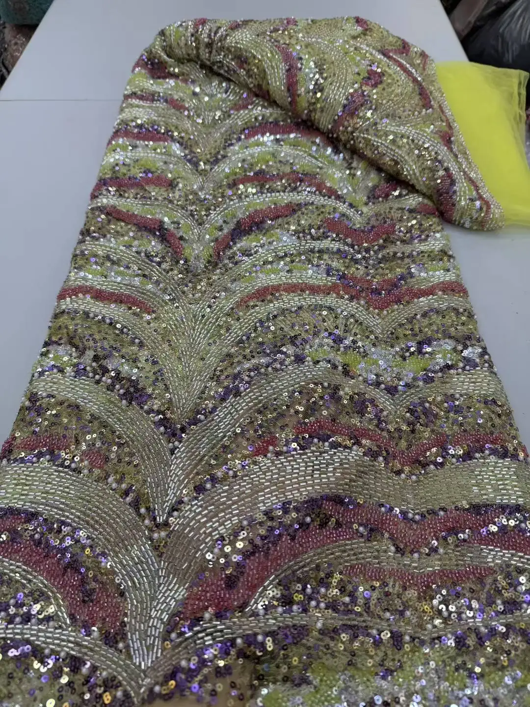 Latest African French Tulle Net Lace With Sequins African Lace Fabric 5Yards Embroidery Nigerian Lace Fabric For Party Dress -JY