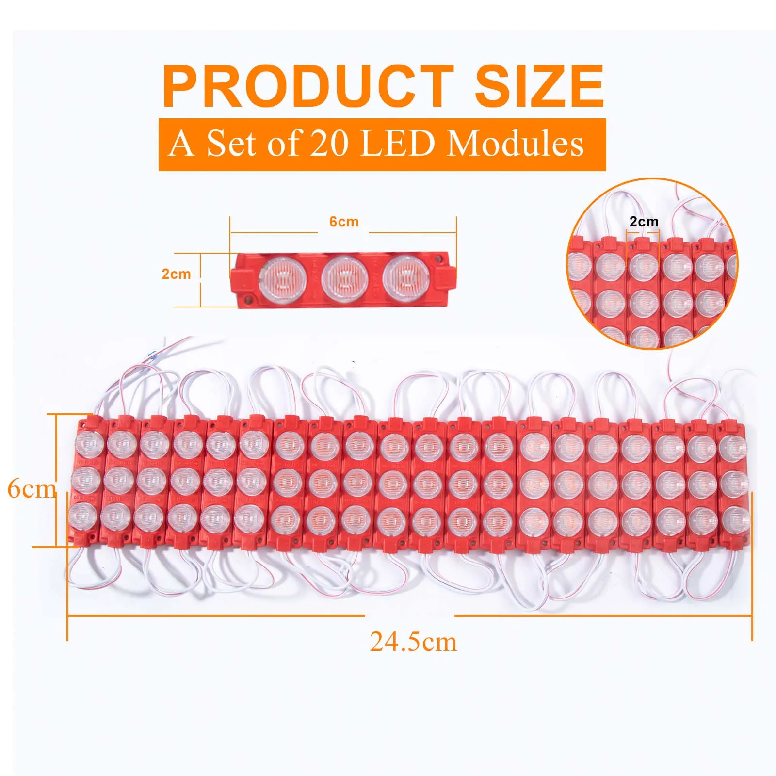 20pcs Led Module Light Waterproof 2835 SMD Decorative Lights For Advertising Signs With Tape Adhesive