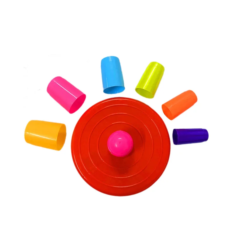 Plastic Ringen + Regenboogtoren Kids Ring Toss Games Booth Carnaval Sport Speelgoed Gooien Snelheid Agility Training Speelgoed Willekeurige kleur