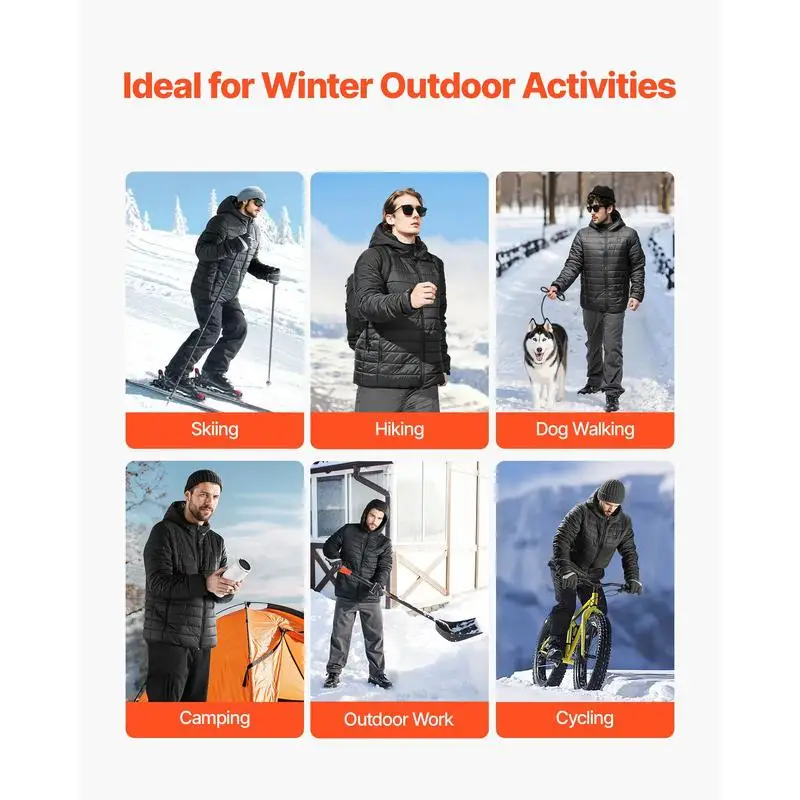 Heated Jacket for Women with 7.4V Battery, Soft Shell Electric Heating Coat, Windproof Lightweight Outerwear with 4 Heating Zones & 3 Heat Settings, for Hiking, Outdoor Work, Black view 5