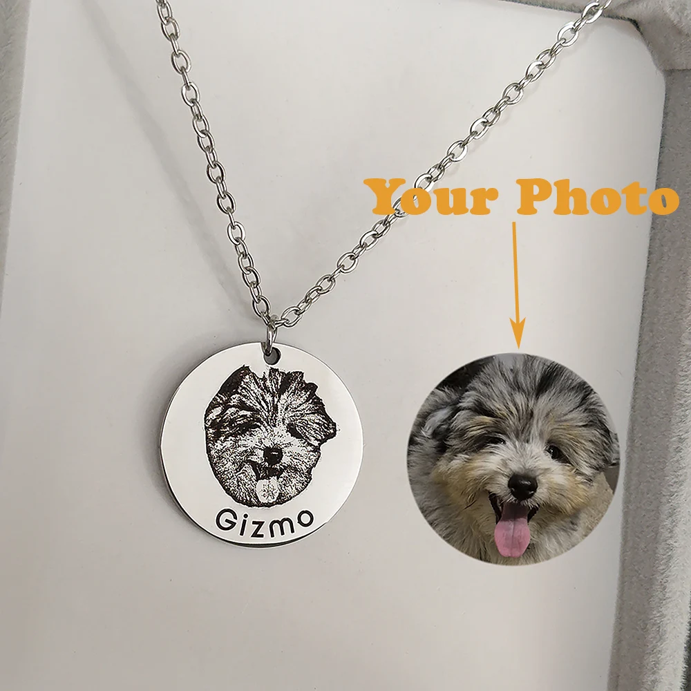 القلائد للنساء الرجال الحيوانات الأليفة القط الكلب صورة صورة هدايا شخصية مخصصة الفولاذ المقاوم للصدأ قلادة القلائد مجوهرات #2