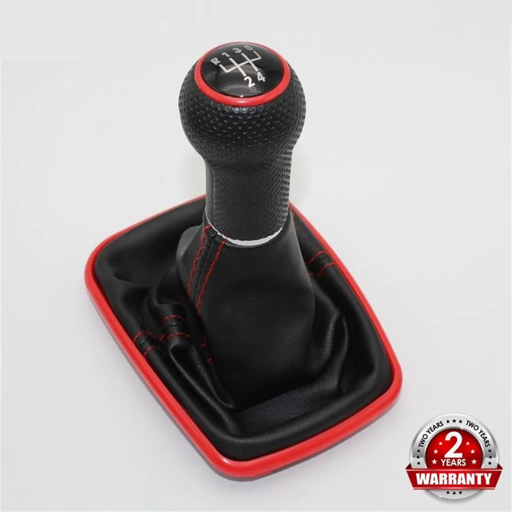 For Seat Leon 2000 2001 Toledo 1999 2000 2001 Car-Styling Car 5 Speed 12mm Red Line Gear Stick Shift Knob With Leather Boot