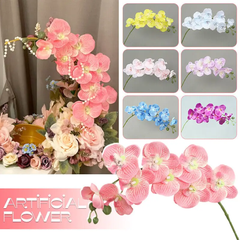 

5Pcs Artificial Phalaenopsis Orchid Branches Faux Butterfly Flower Stems for Wedding Home Floral Arrangement Decor
