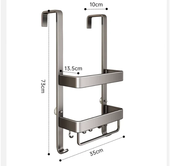 

No Punch Shower Room Bathroom Shelf Aluminum Storage Shelves Multifunctional Makeup Organizer Stable Load-bearing Towel Holder