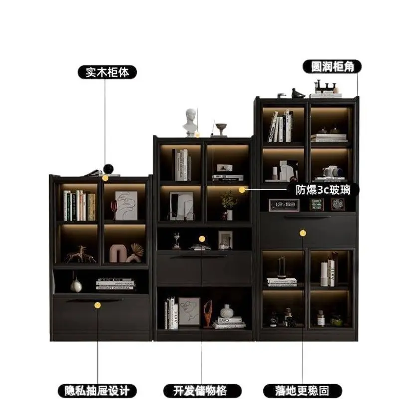 Solid wood bookcase for the corner of the living room side cabinet and display cabinet