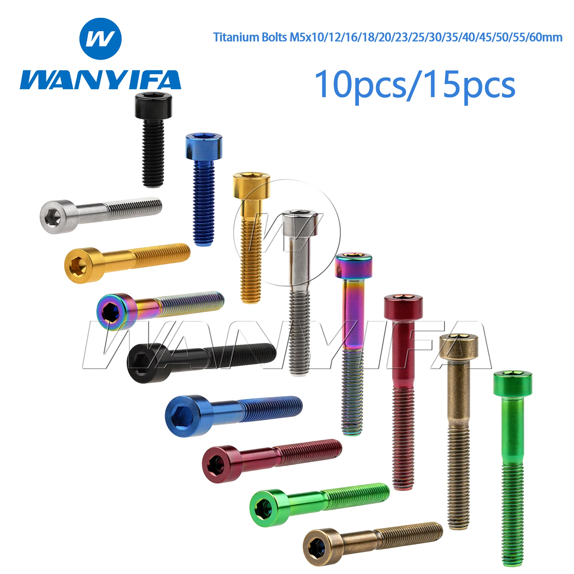 

Wanyifa Titanium M5 Hex Head Bolts for Bicycle Seatpost & Brake 10-60mm Variable Lengths 10/15pcs