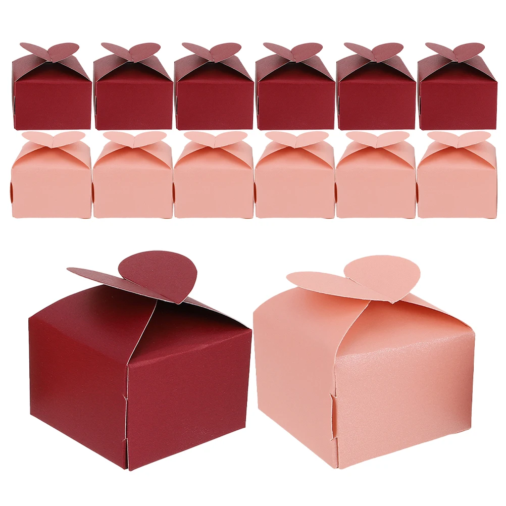 

100 pcs Heart Shaped Pearl Paper Square Candy Boxes for Wedding Favors Guests Valentine Party Macaron Cookie Packaging