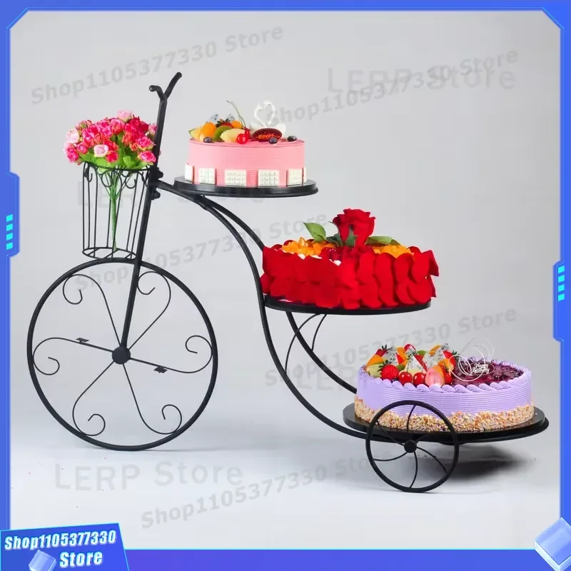 Vintage Metal Bicycle Cake Stand Wedding Dessert Display Rack Party Decoration Table Centerpiece Home Decor Gift Retro Iron