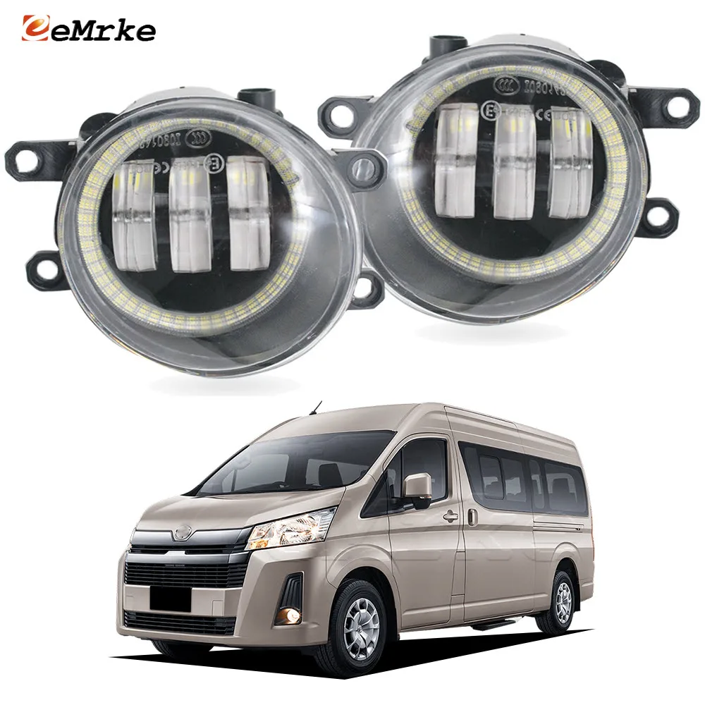 2x LED Fog Lights Assembly Lens for Toyota Hiace H300 300 VI Quantum 2019 2020 2021 2022 Angel Eyes Halo Driving DRL Car PTF