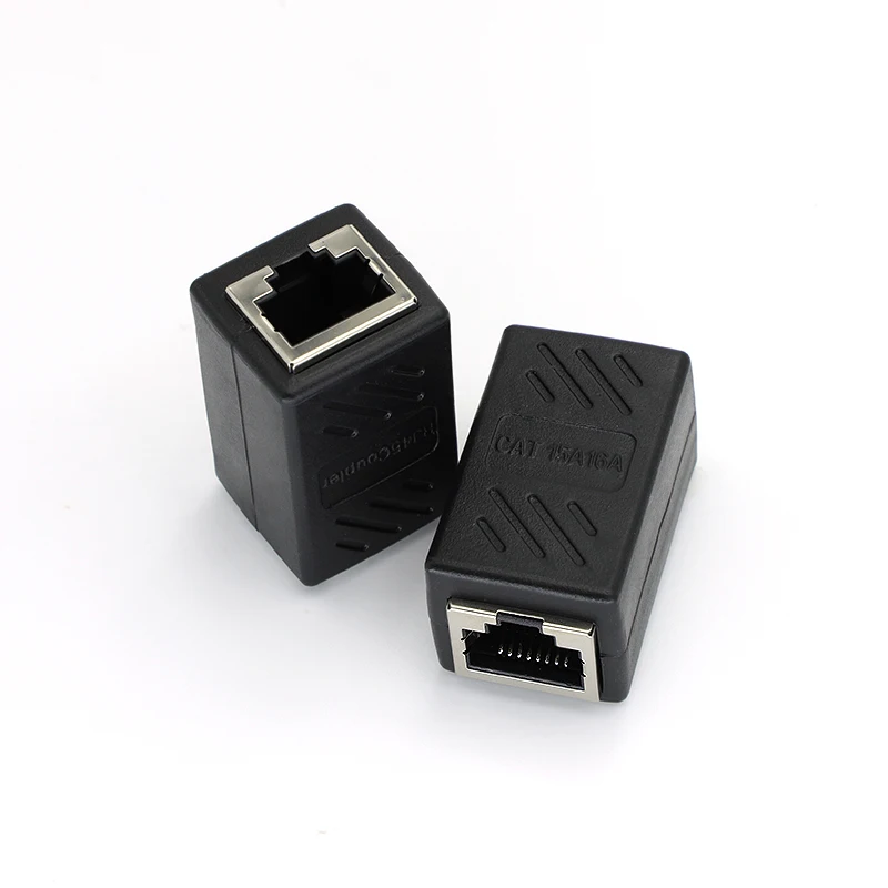 

2PCS RJ45 Coupler Cat6 Cat5e Ethernet Cable Extender Adapter 1000Mbps LAN Connector In Line Coupler Female To Female Black/White