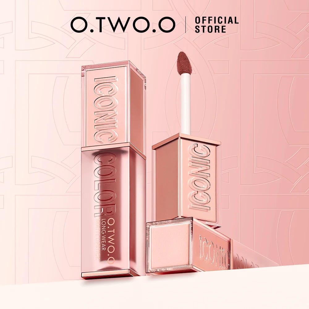 O.TWO.O Batom Lip Tint Matte Stay Color-Locking Waterproof Transfer-Proof Brilho Suave Não-Pegajoso Lip Glaze Batom Maquiagem