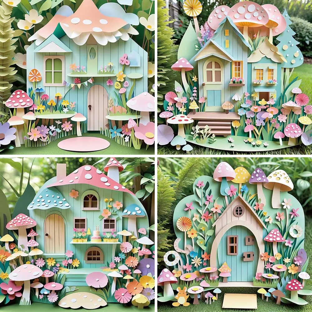 

MOON.QG Children Enchanted Garden Party Fairy Birthday Backdrop Artificial Flowers Background Tropical Jungle Photography Wall