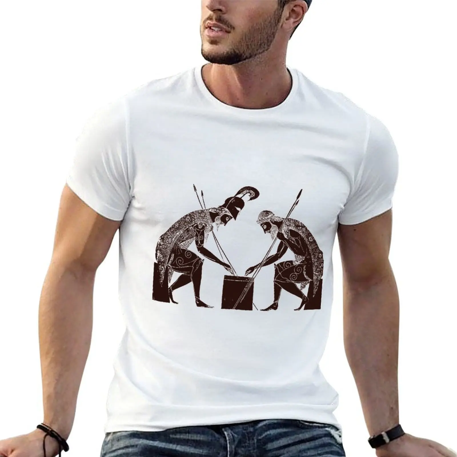 

Achilles and Ajax playing a game of dice T-Shirt t shirt man cotton t shirts cotton 100% man t shirt designer T-Shirt