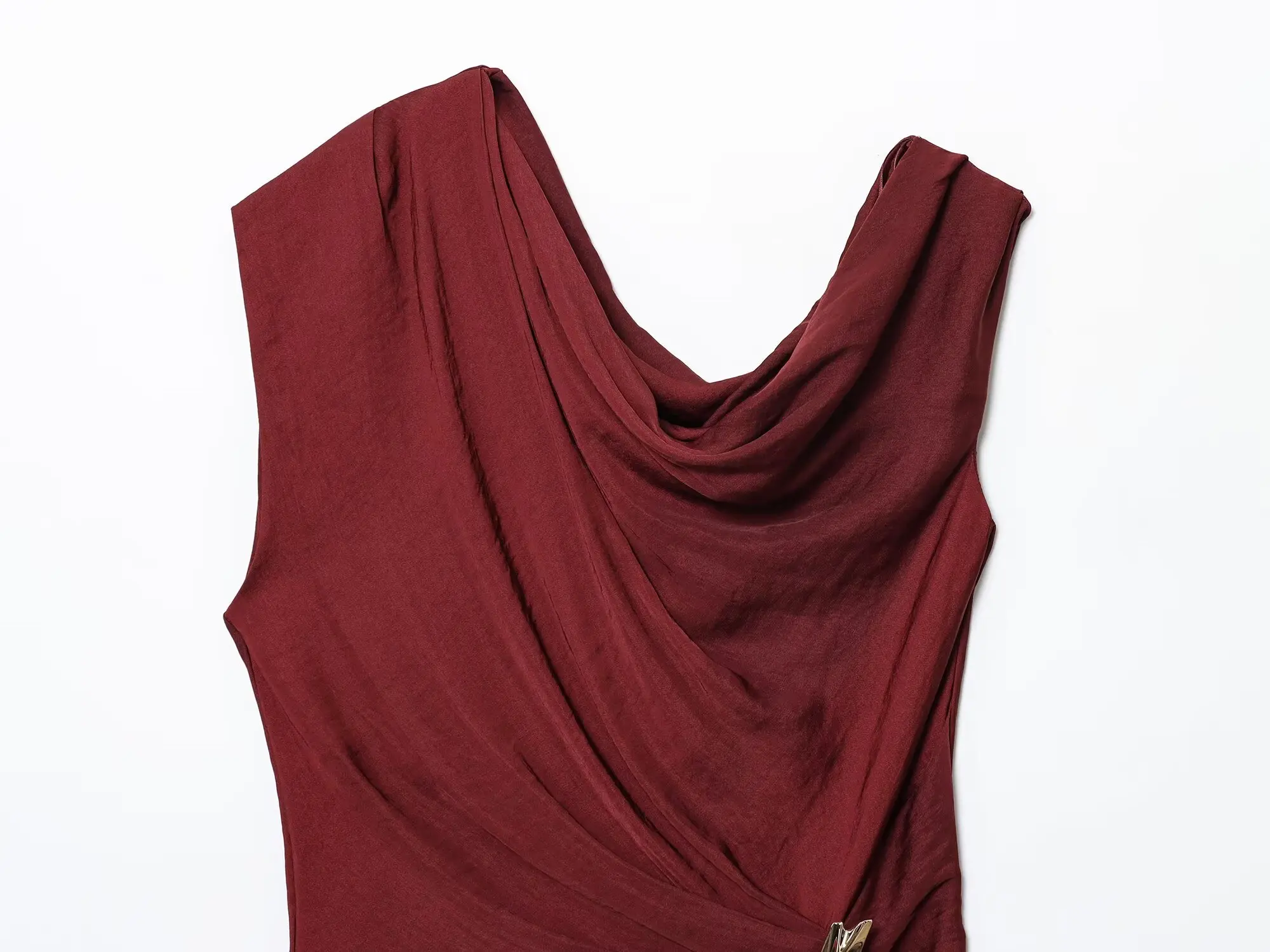 KONDALA Chic Red Women Suit Off Shoulder Asymmetric Vest+Elastic Waist Wide Leg Long Pants Fashion 2025 Vintage Female Set view 2