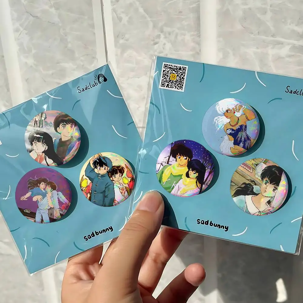 Anime Maison Ikkoku Cartoon For Badge Personalized Custom Laser Reflective Badge Hologram Metal Enamel Pin Brooch Souvenir Gift