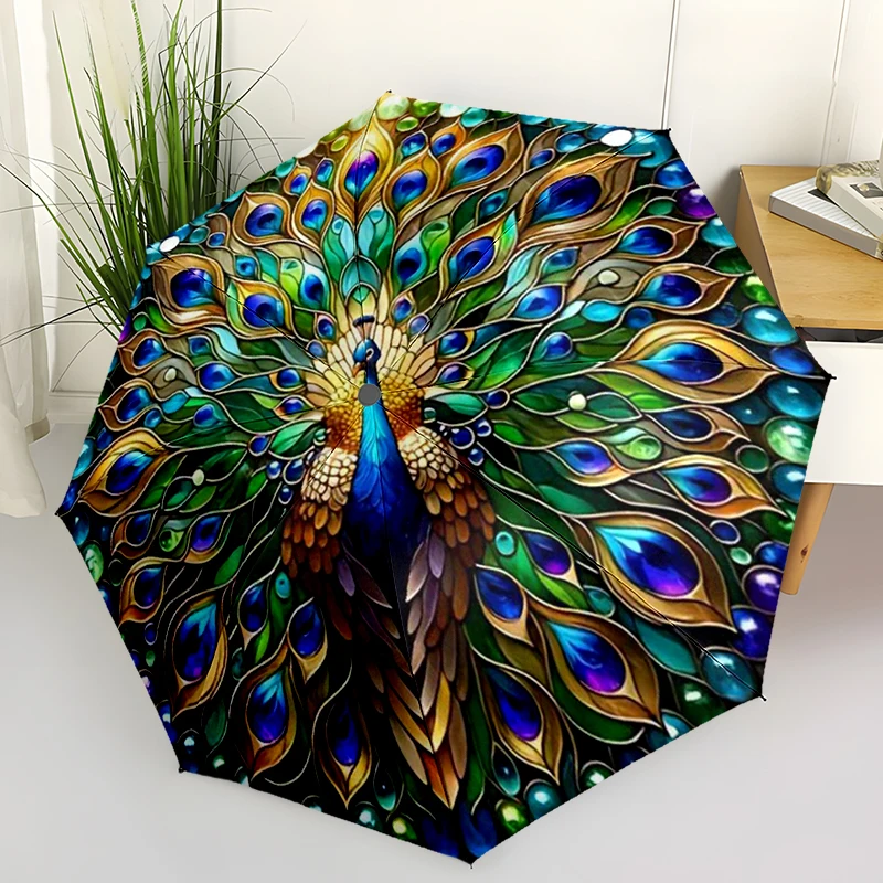 

Beautiful Animals Automatic Folding Umbrella-compact 8-rib Design with Moon and Cat Pattern, Suitable for Outdoor