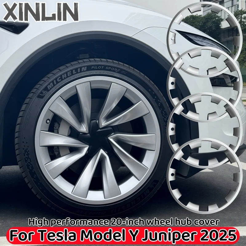 

4PCS Hub Caps For Tesla Model Y Juniper 2025 20Inch Hight Performance Wheel Hub Protection Ring Replacement Full Rim Accessories