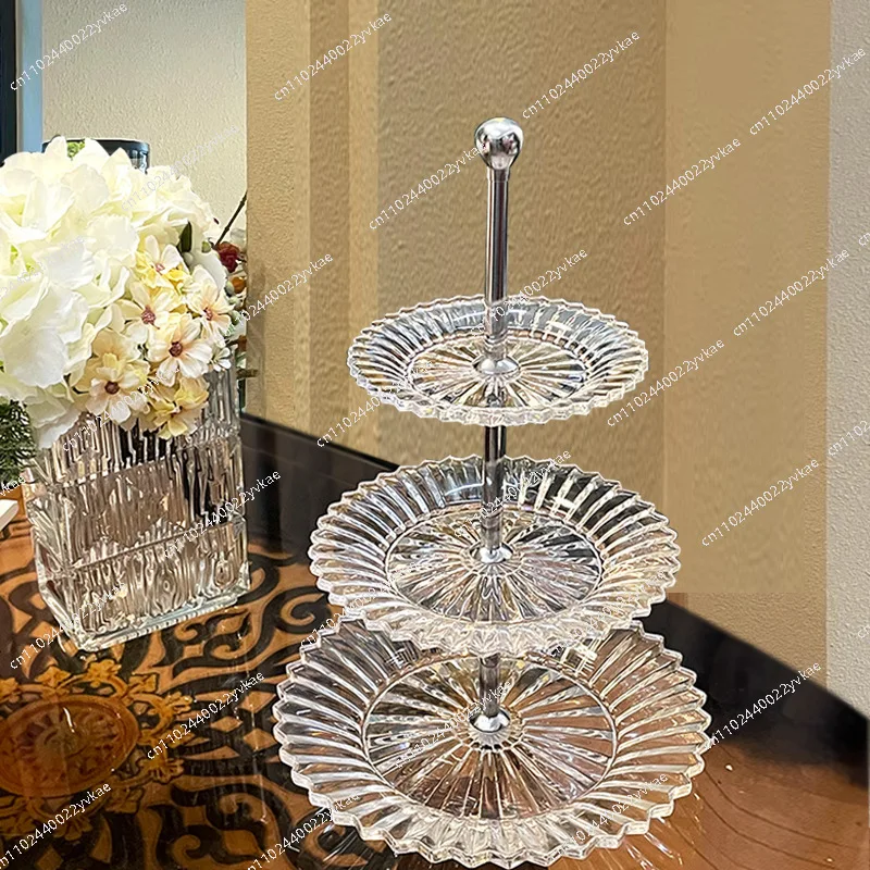 Baka Series Three-Layer Cake Snack Rack Crystal French Thousand Nights Restaurant Atmosphere Warm High-End Gift Tray Rack