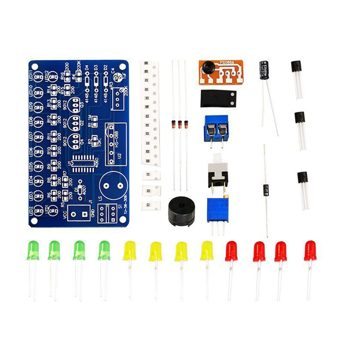CD4060 Music Light Circuit DIY Soldering Kit, LED Lantern Electronic Assembly Practice Module for Teaching Learning