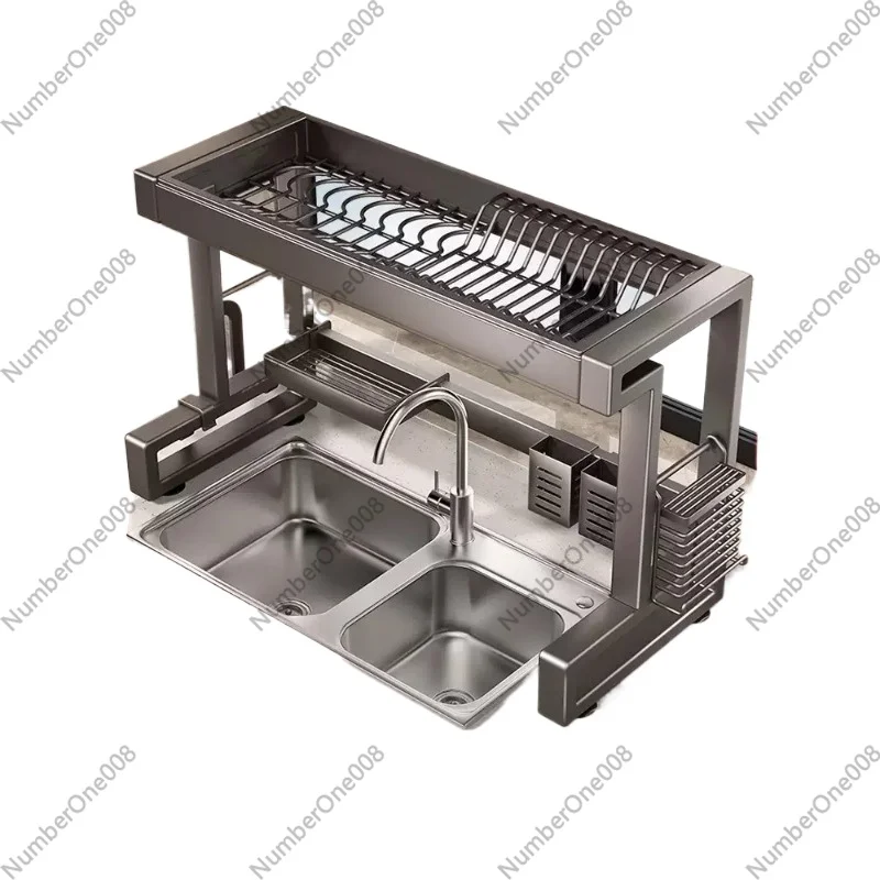 

New Dish Drying Rack Kitchen Over The Sink Dish Drain Rack Utensil Holder Sink Stainless Steel Matt Black