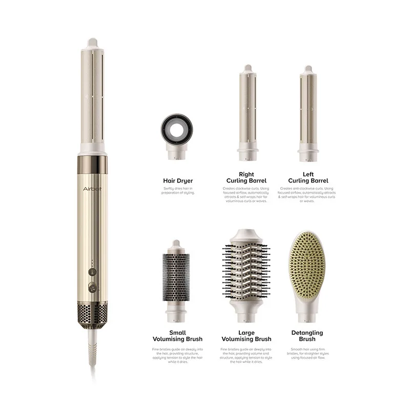 المهنية 6 في 1 Airbot Aria11000RPM عالية السرعة مصفف شعر متعدد الطراز مجفف الشعر الهواء الساخن بوش مكواة فرد الشعر