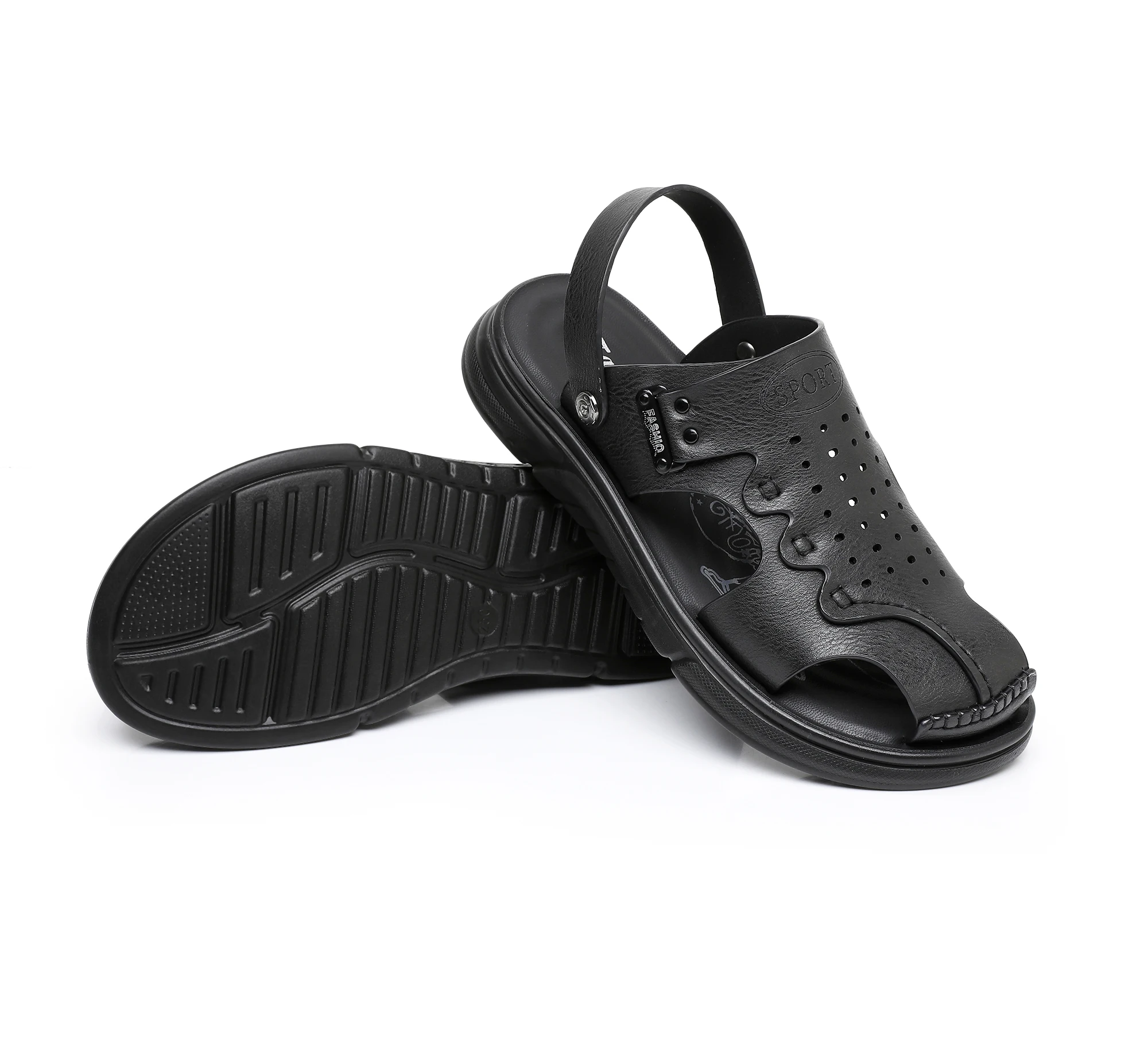 Summer Sandals for Men Outdoor Casual Sport Slippers PU Leather Non-slip Breathable Roman Shoes Two Uses Beach Flip-Flop Garden