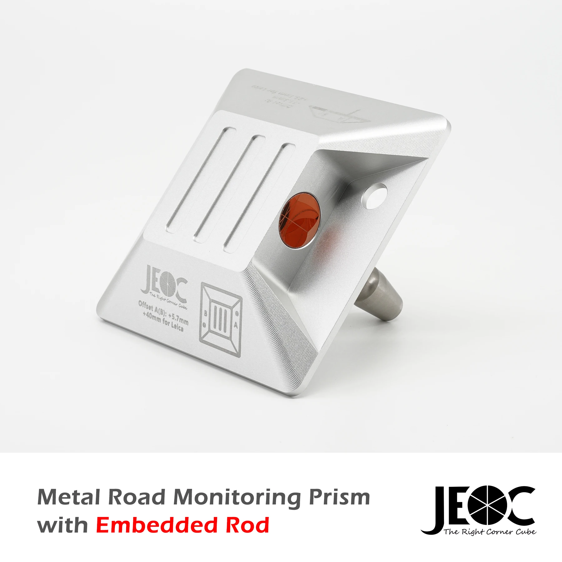 JEOC 0° Road Monitoring Prism with Dual Copper Coated Reflectors and Embedded Rod For Total Station Topography Land Surveying