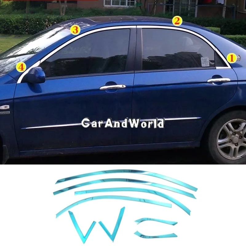 

Для Kia Cerato 2003-2016 автомобильная дверь из нержавеющей стали, верхняя оконная стойка, рама, средняя колонна, декоративные накладки, аксессуары