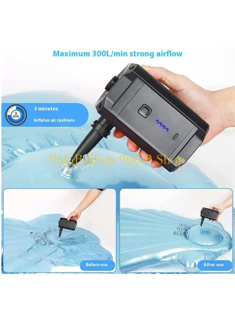 Bomba compresor aire para exteriores, inflador doble acción, desinflador, batería extendida, forma cuadrada, ABS 96GB