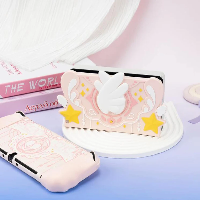 ستار وينغز TV Dock شاحن سيليكون حامي ، NS Oled الحالات الصعبة ، Joy-Con لينة قبضة اليد قذيفة ، الإبهام عصا غطاء تغليف