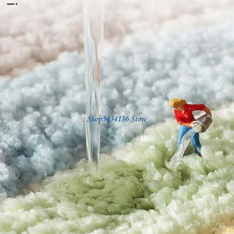 H7ED Rainbow Shaggy Bath Toilet Mat Bathroom Rug Carpet Doormat Non-slip Floor Mat Absorbent Shower Foot Pad Bedroom Decor