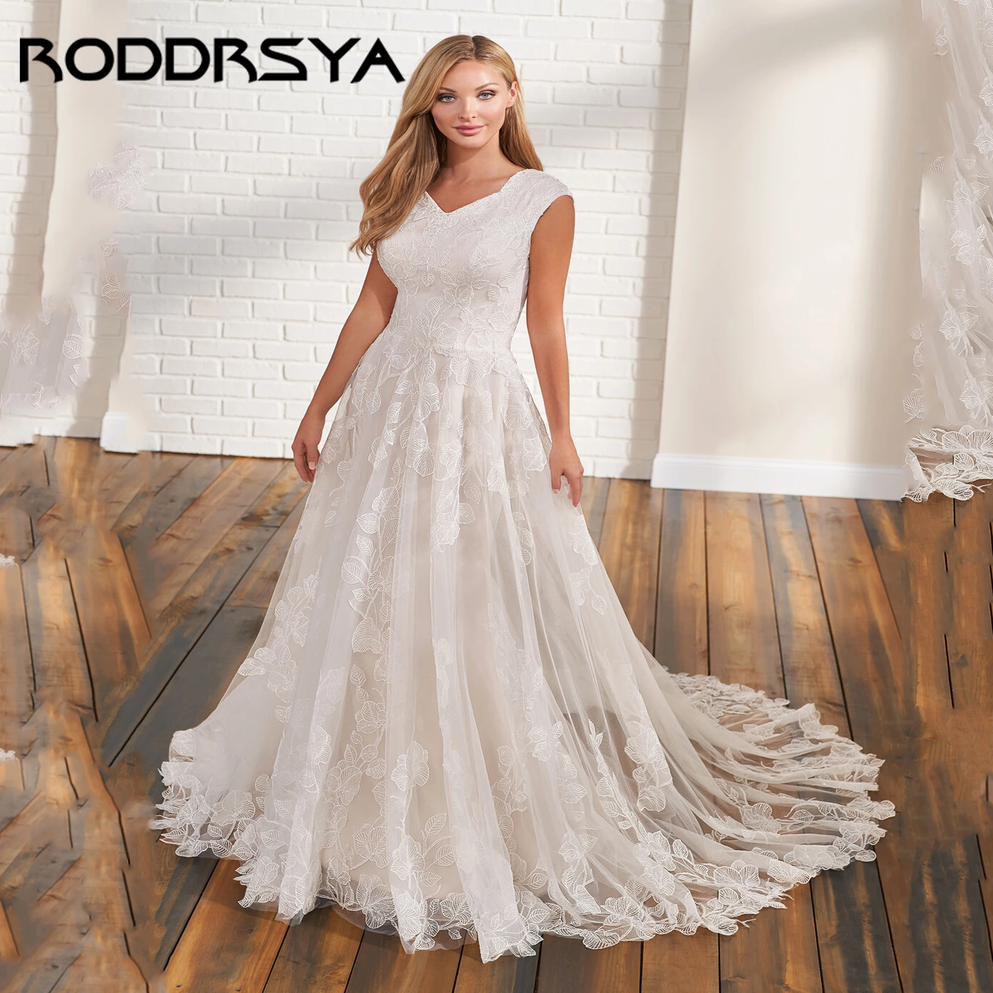 

Exquisite Sleeveless A-Line Wedding Dresses V-Neck Appliques Button Bridal Gown Elegant Tulle Vestido De Novia 2025 Customized