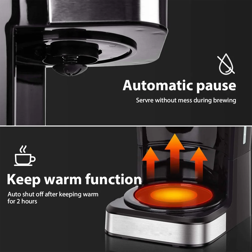 950W Timed American Drip Coffee Maker, 1.5L Visible Water Tank, Anti-Drip Function, Comes with 900ml Glass Carafe