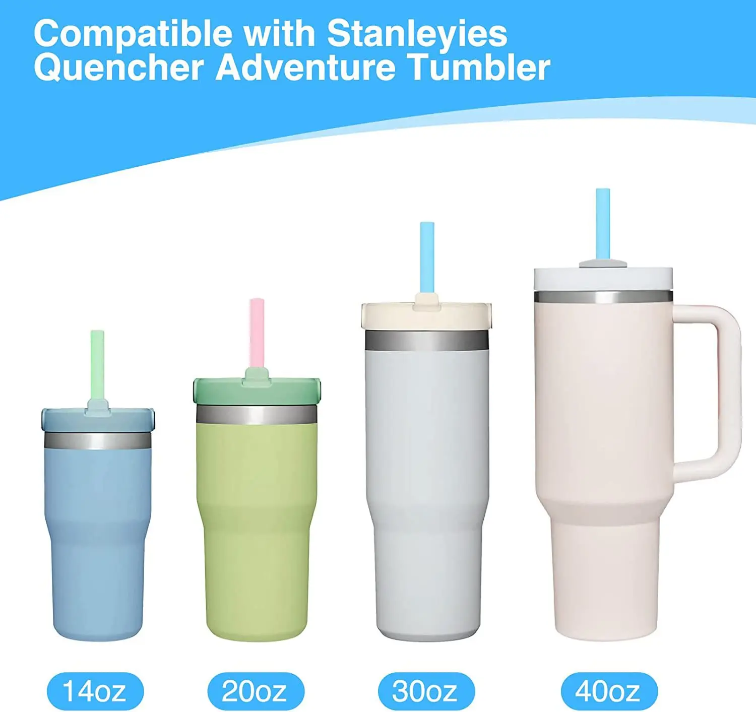 7pcs set Replacement Straws Compatible with Yeti Tumbler Mugs BPA-Free with Cleaner Brush for Stanley Adventure 20 30 40oz Mugs