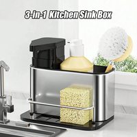 3-in-1 Stainless Steel Kitchen Soap Dispenser Sponge Holder Cutlery Organizer Storage Sink Tray Rustproof Drainer Rack