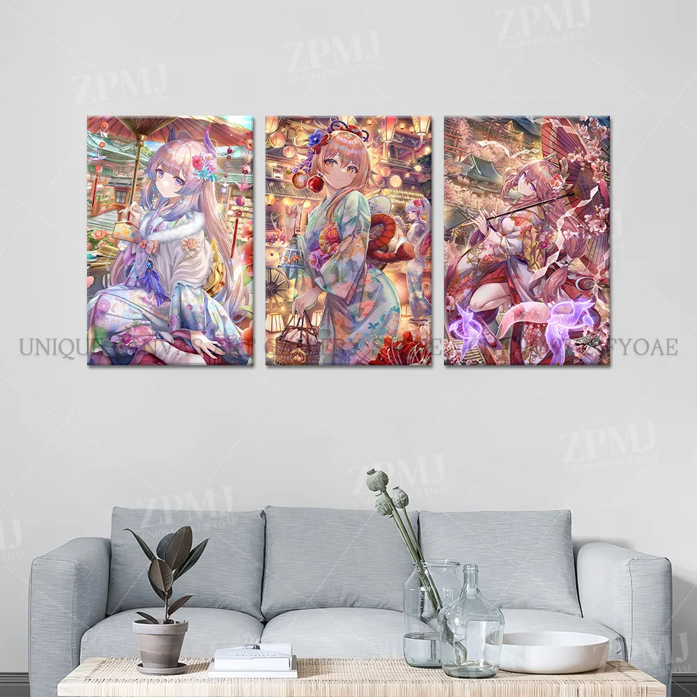 Genshin Impact Game Home Decor Poster Anime-Stil Wandkunst Leinwanddrucke Gemälde Shenhe Bilder für Wohnzimmer Kein Rahmen – Detail 2