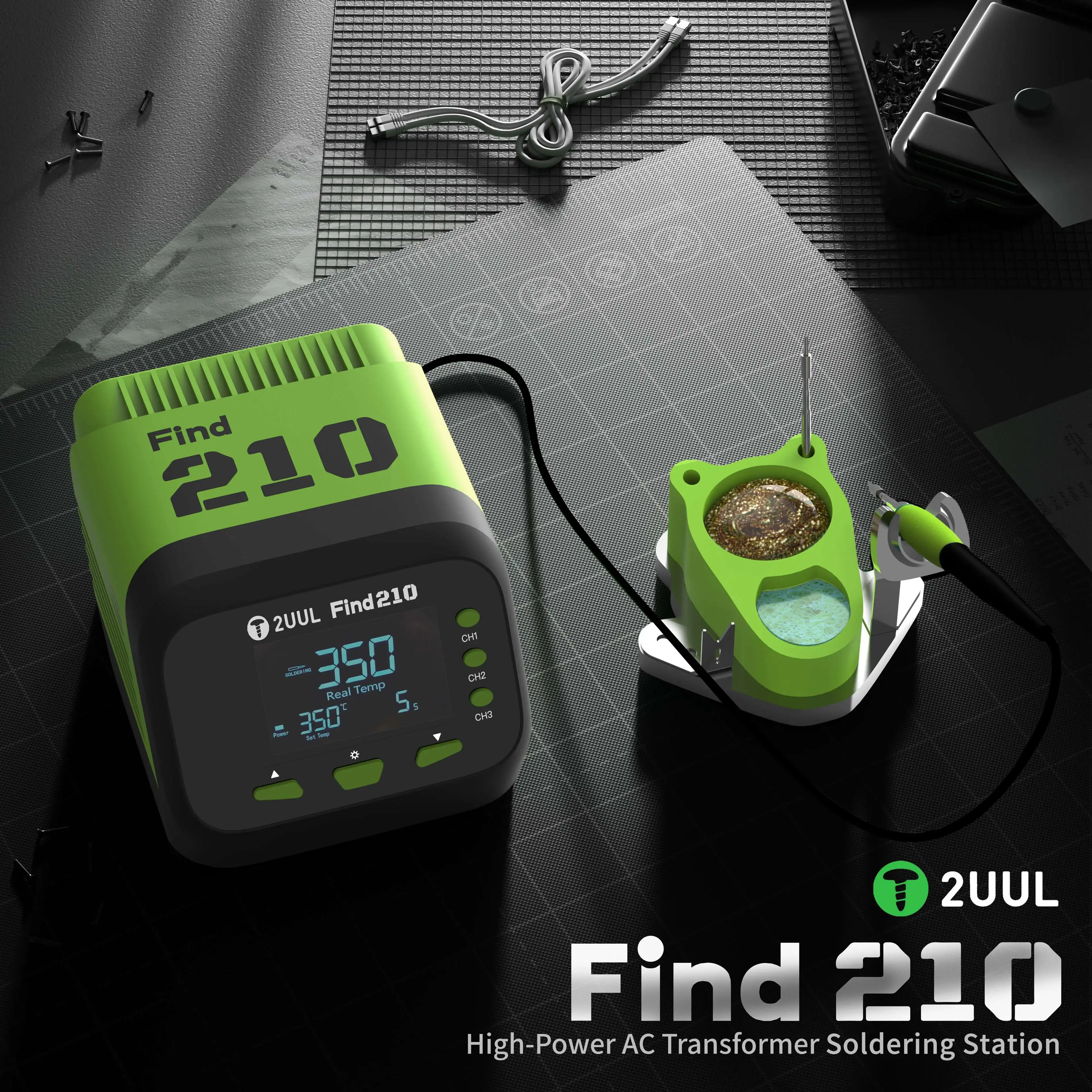 2UUL Find 210 60W Intelligent Rework Soldering Station for Mobile Phone Tablet Motherboard Chip Repair Soldering Station Tool
