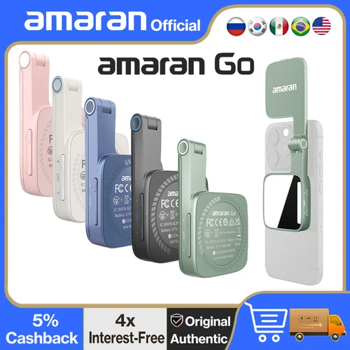 amaran Go-luz de Selfie magnética para teléfono, luz portátil recargable con espejo para Selfie, maquillaje, videoconferencia, TikTok, Youtube