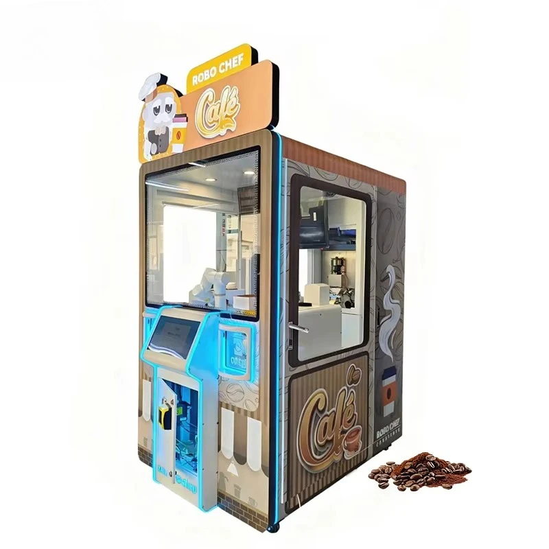 Smart Coffee Vending Kiosk Cashless Swipe Card System Compact Structure Convenience Store Commercial Vending Equipment