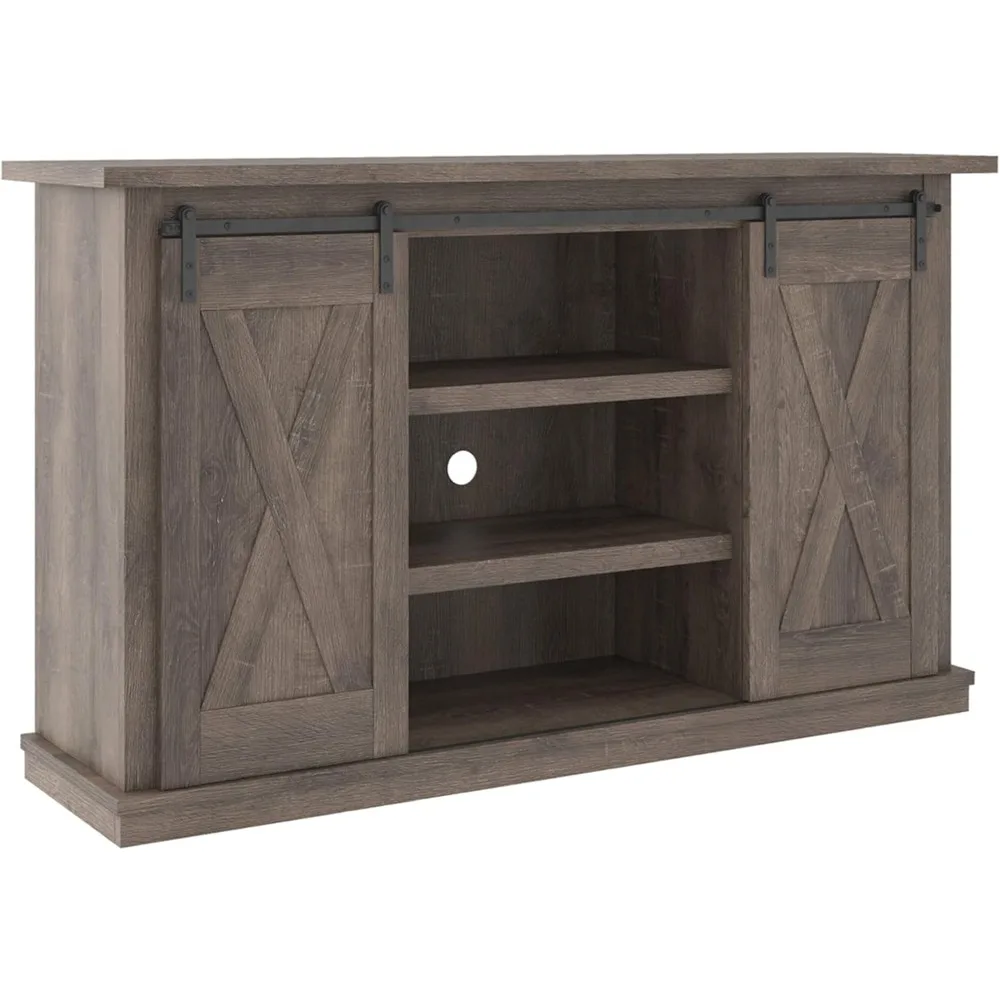 

Arlenbry Farmhouse TV Stand, Fits TVs up to 52" with Sliding Barn Doors, Weathered Oak Gray