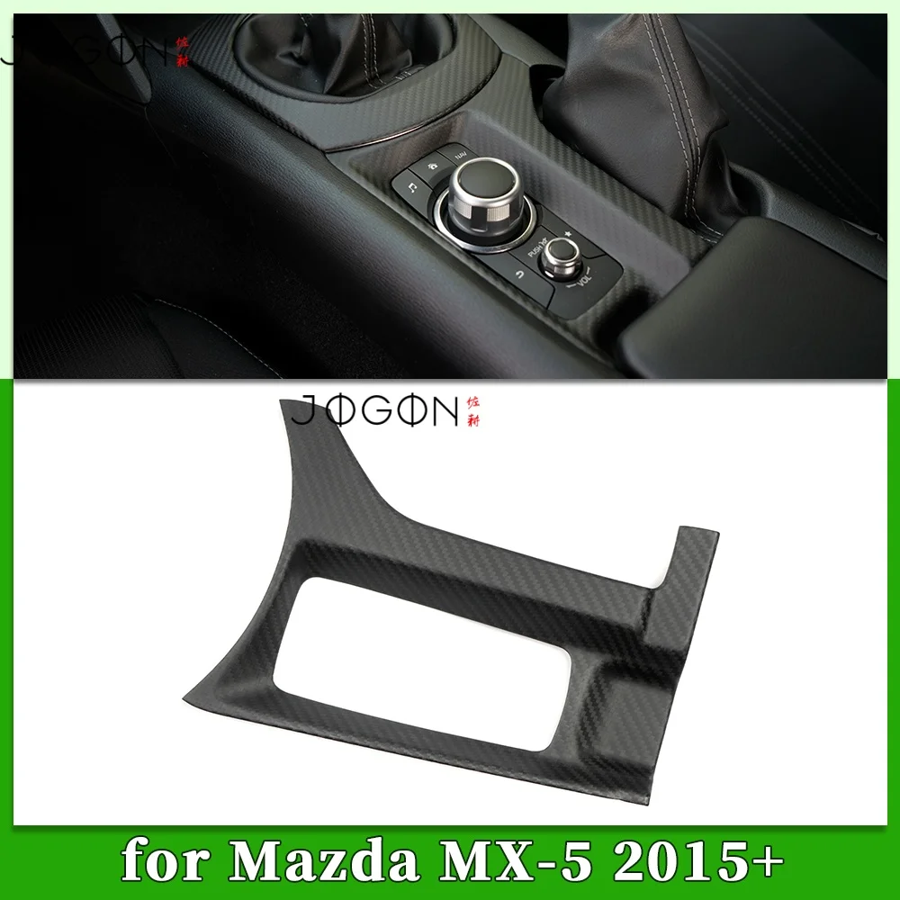 

Carbon Fiber Car Interior Center Console Multimedia Button Frame Cover Trim Accessories For Mazda MX-5 MX5 Miata ND 2016-2023