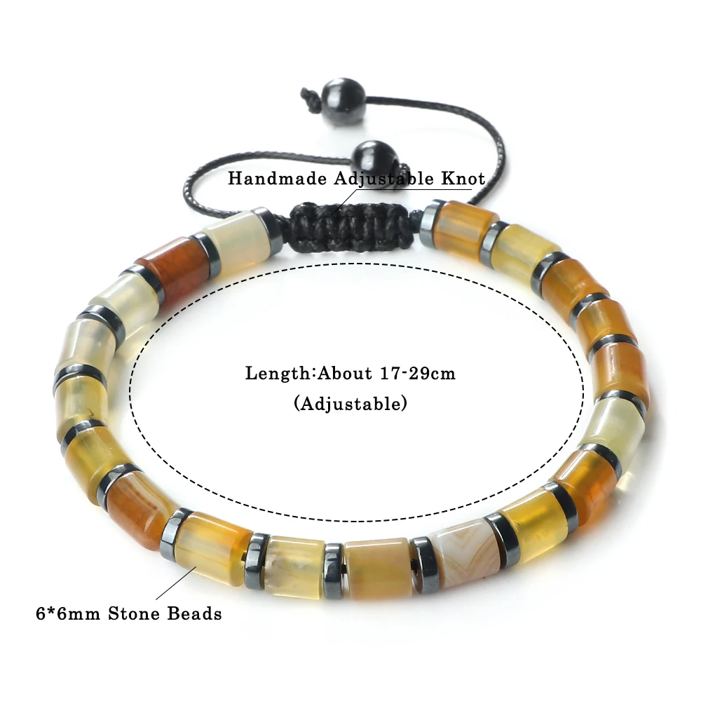 New 6*6mm Cylindrical Natural Stone Tiger Eye Agate Bead Bracelets Women Men Fashion Adjustable Bracelet Pulsera Hombre Jewelry image 3