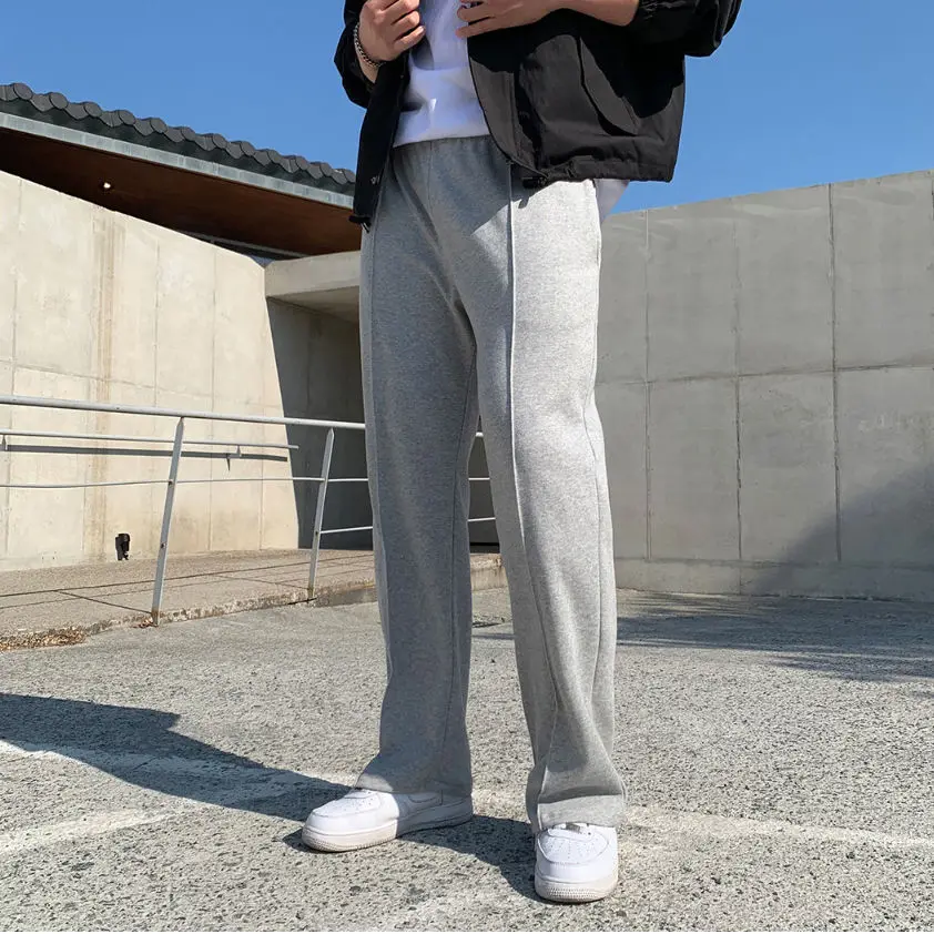 Usar solto em linha reta primavera e outono estilo moda casual esportes magro masculino jogging calças de fitness